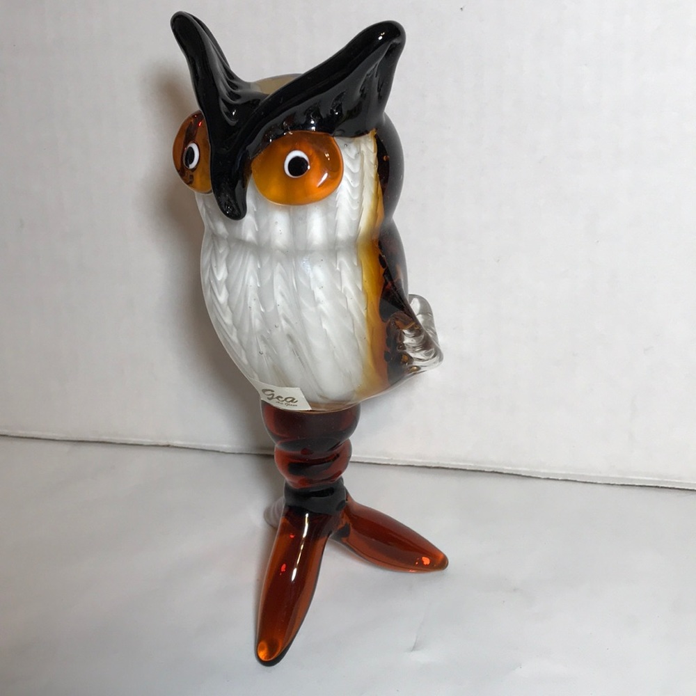GCA Brand Art Glass Handblown One of a Kind Owl Sculpture